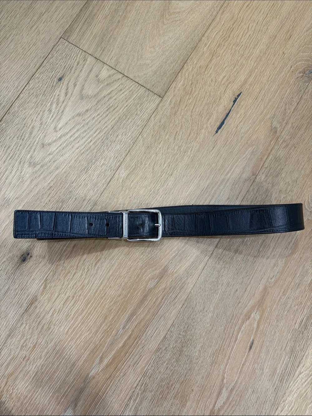 Coach Reversable Black Leather Belt with Silver Buckle